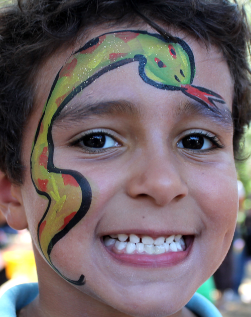 snake on the face by Auntie Stacey's Face Painting