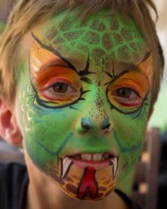 Snake face paint by Auntie Stacey