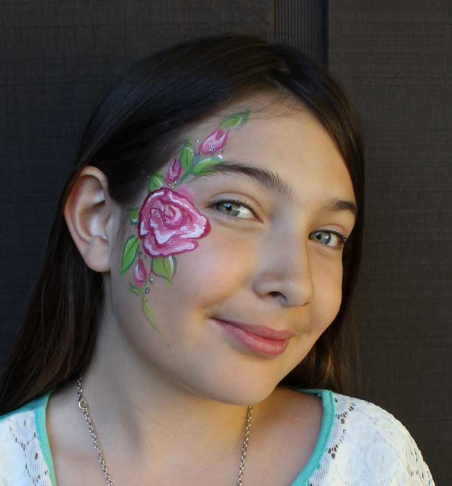 Rose face paint by Auntie Stacey, Sebastopol face painter