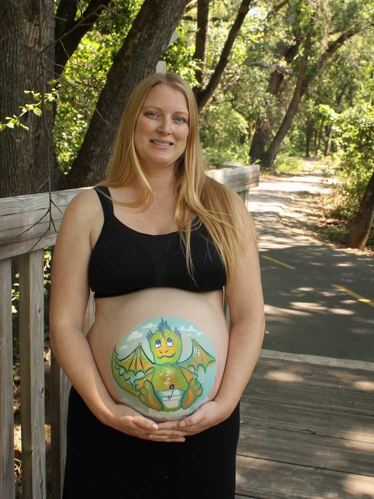 Baby dragon belly paint by Auntie Stacey, Sebastopol face painter