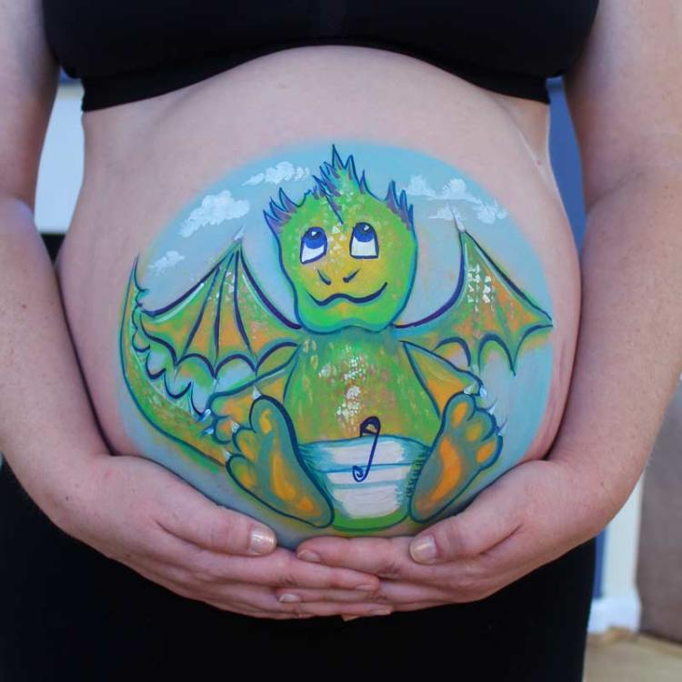 Baby dragon belly paint by Auntie Stacey