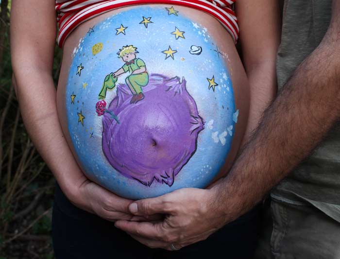 The Little Prince, story by Antoine de Saint-Exupéry, belly painting by Auntie Stacey's Face Painting