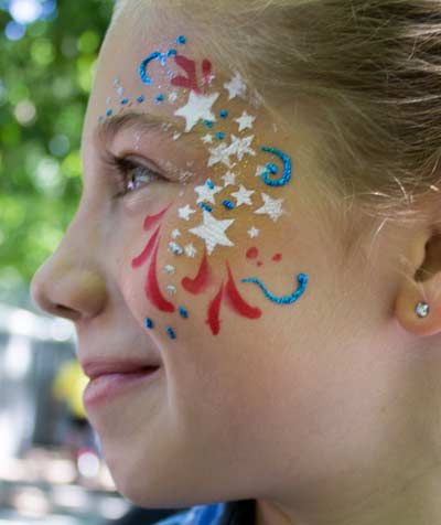 4th of July Eye Bling by Auntie Stacey's Face Painting