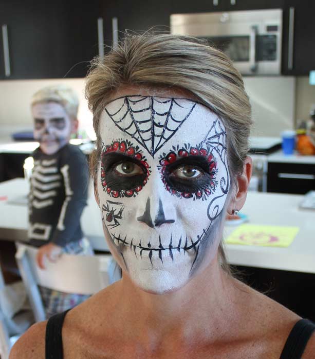 Sugar Skull Face painting by Auntie Stacey, www.auntiestaceysfacepainting.com