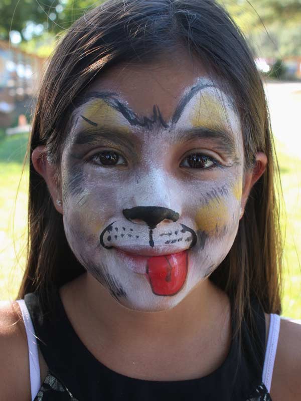 Dog face paint by www.auntiestaceysfacepainting.com SF Bay area face painter Auntie Stacey Dennick Sebastopol Santa Rosa Novato Larkspur Mill Valley Healdsburg