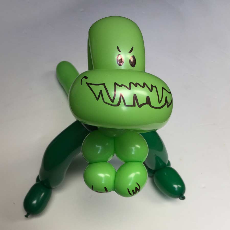 Balloon T-Rex Dino by Auntie Stacey's Face Painting balloon twisting children's party entertainer SF Bay Area fun for kids birthday corporate event Santa Rosa Marin