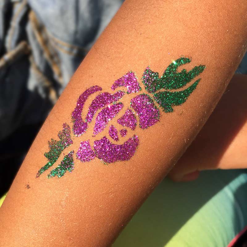 rose glitter tattoo