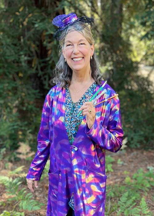 Auntie Stacey in rainbow costume