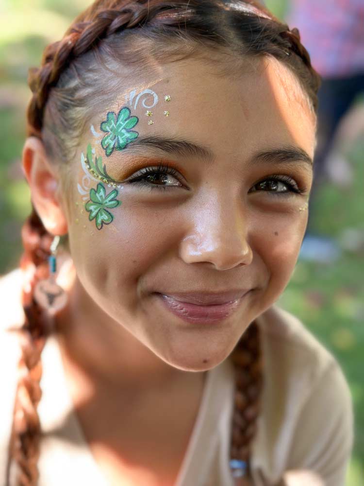 Four-H clover face paint by Auntie Stacey